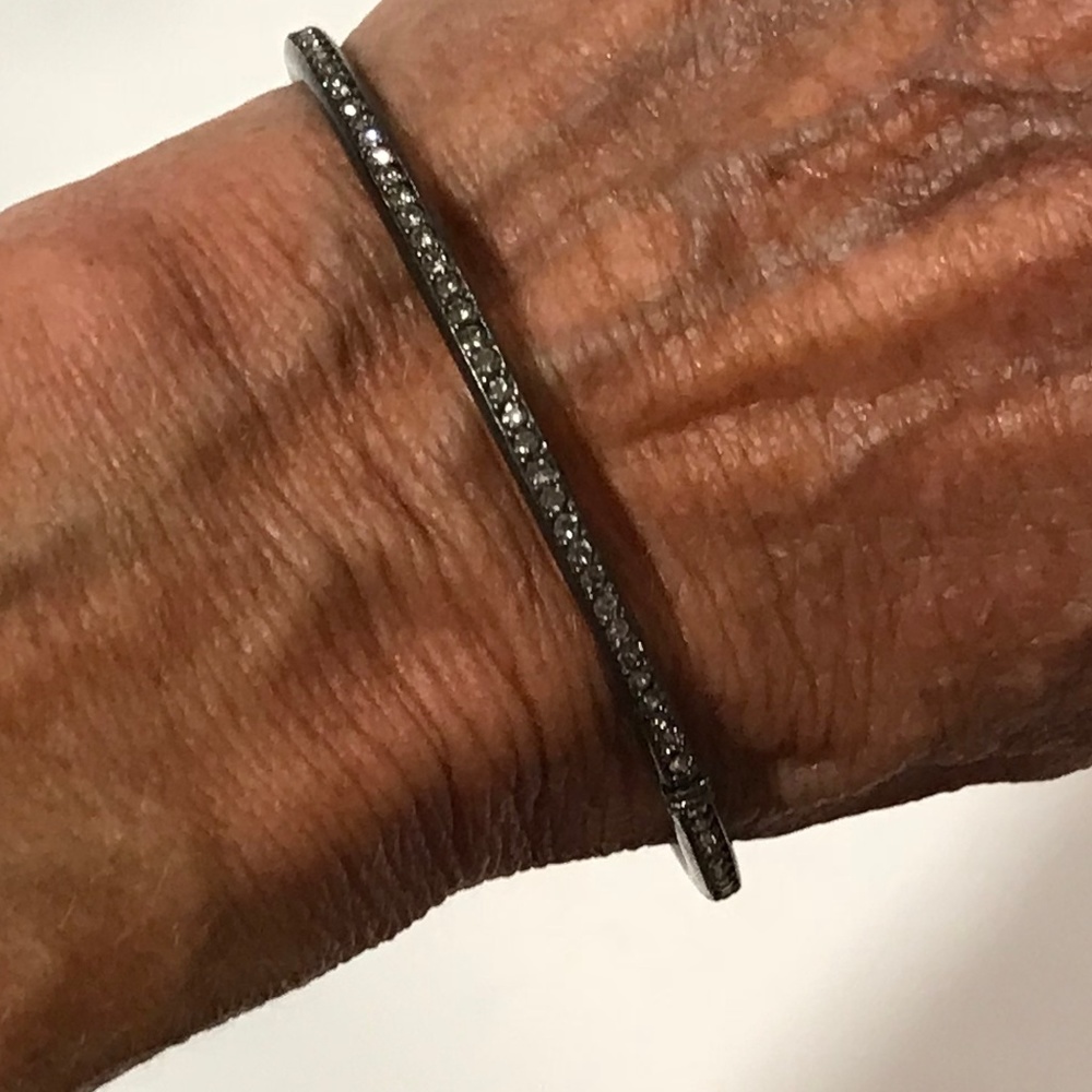Nadri Silver-Tone Pave Crystal Slim Bangle Bracelet